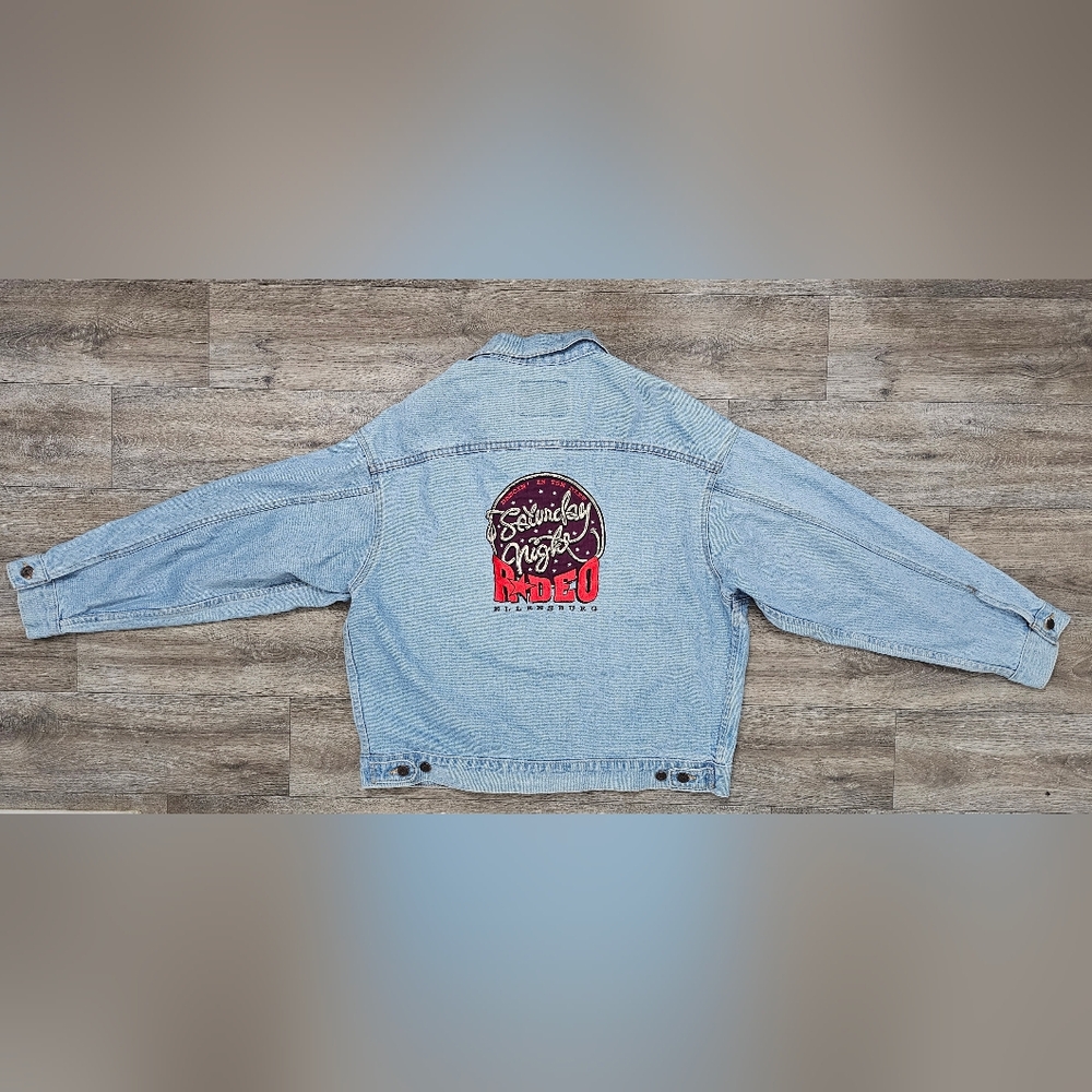 International Denim Vintage Jacket with Custom Embroidery-Size XL